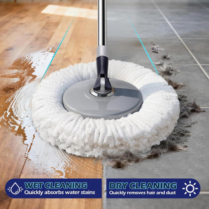 Spin Mop Bucket System,Masthome Pedal Spin Mop and Bucket with Wringer Set,EasyWring Microfiber Mop with 3 Mop Pads,360°Spinning Floor Cleaning System - Home & Office Suitable