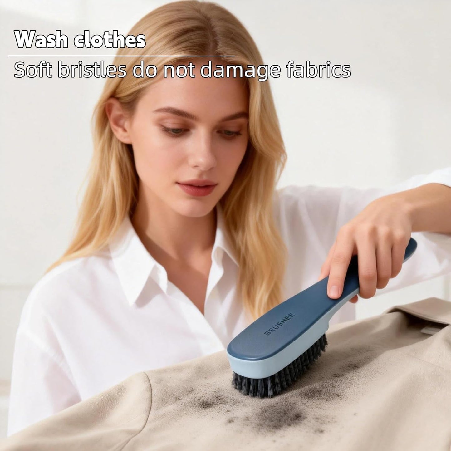 Laundry Brush, Shoe Brush, Used for Cleaning Stains, Floor Tiles, Kitchen, Carpet, Household Cleaning,Easy to Hold Set of，Soft Bristle Scrub，Sneaker，2 Pieces(Blue)