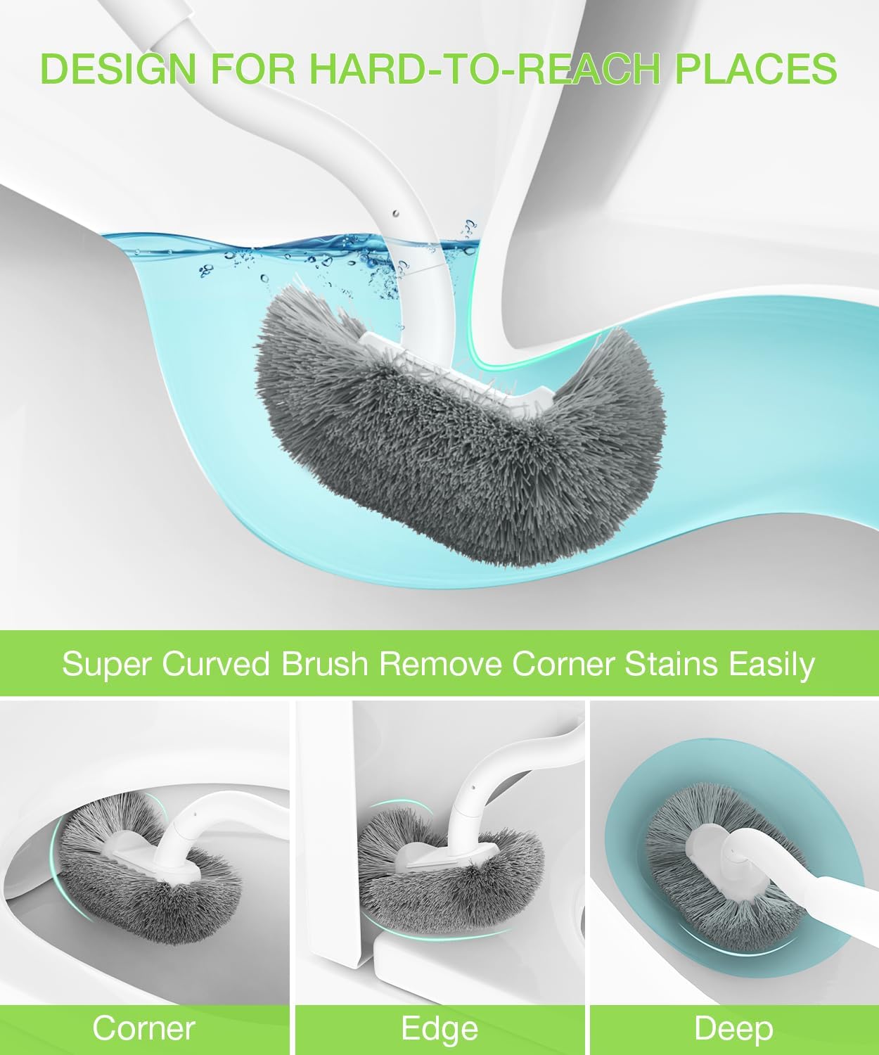 Toilet Bowl Brush and Holder, OSCIOSS Toilet Brush Set with Ergonomic Design, Compact Size, Durable Bristles, RV Toilet Brushes & Holders for Dead Corner Clean (White, 1pack)