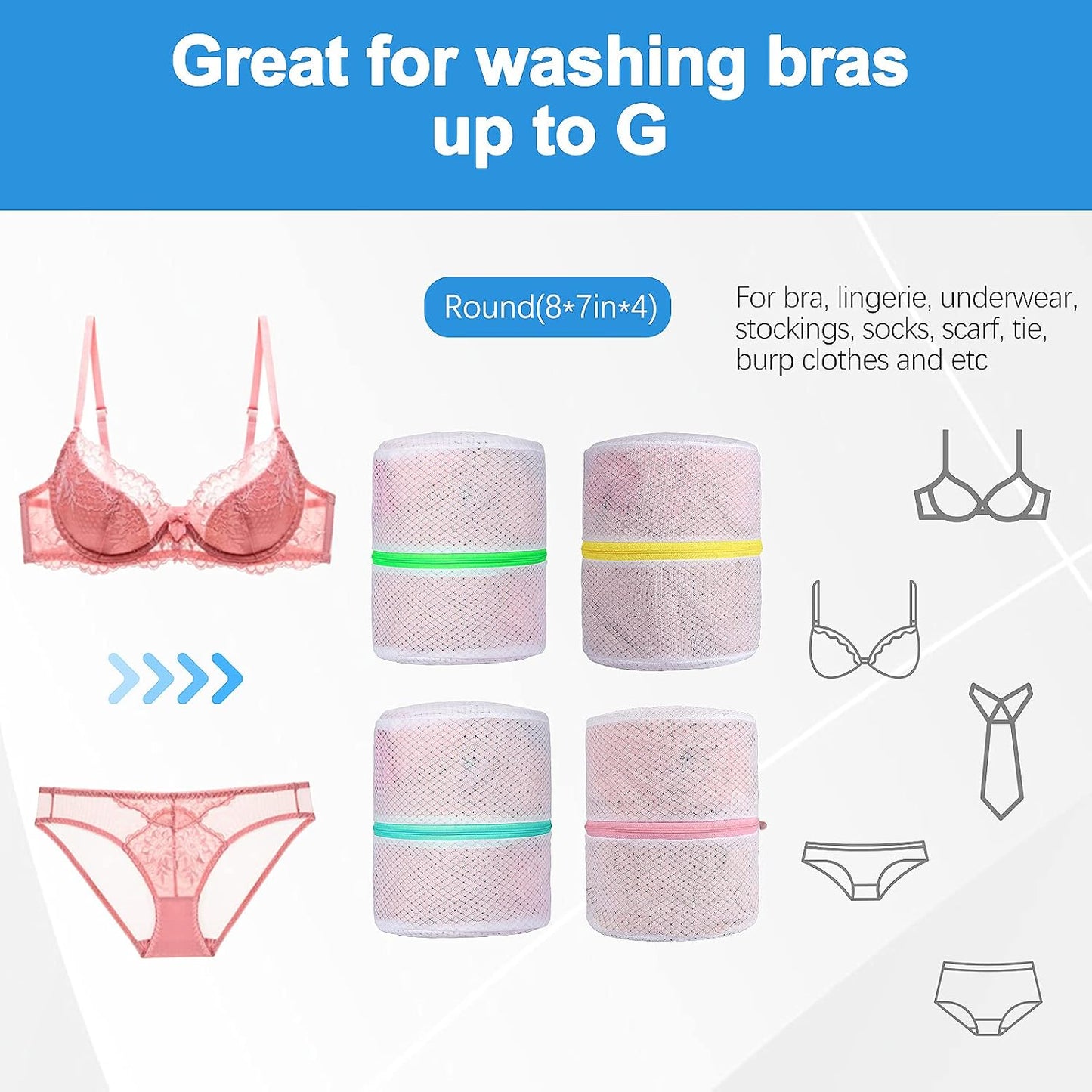 GOGOODA 7 PCS Mesh Laundry Bags, Delicates Washing Bags | Multisize for Sweater Blouse Hosiery Bras Machine Wash Bags for Travel Storage Organization
