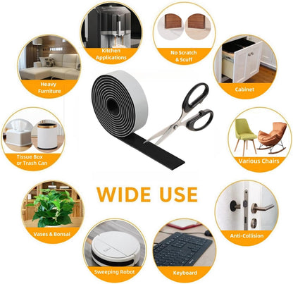 Furnigear Felt Strips with Adhesive Backing Heavy Duty Cuttable Felt Tape Roll Furniture Pads for Chair Legs - Protecting Hardwood Floors, Chair Wall Protector (Black, 80 x 0.5 x 0.14 Inch)