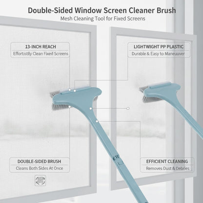 Versatile Double-Sided Screen & Glass Cleaning Brush, Multipurpose Mesh Tool for Fixed Windows, Durable PP Plastic