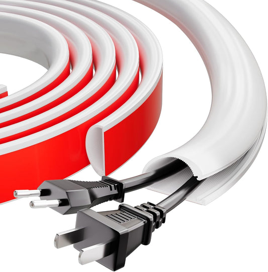 39" Silicone Cord Hider for Wall Mount TV,Self-Adhesive Cable Hider for 1 Cord(1/4" Diameter),Cable Management Under Desk,Cord Organizer,Cable Raceway Home & Office Trim,Cord Concealer Channel,White