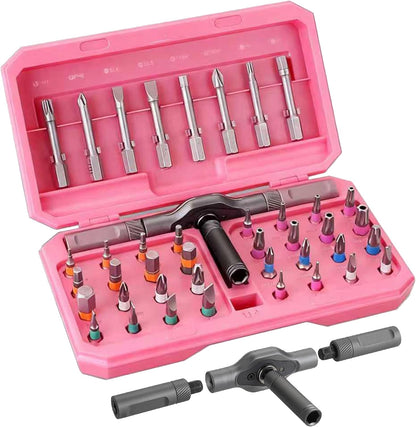 42 in 1 Magnetic Ratcheting Screwdriver Set with T-Handle, Multi-Bit Repair Tool Kit with Compact Case for Electronics, Appliances, Computer, Doorbell, Laptop, Furniture & Home Repair