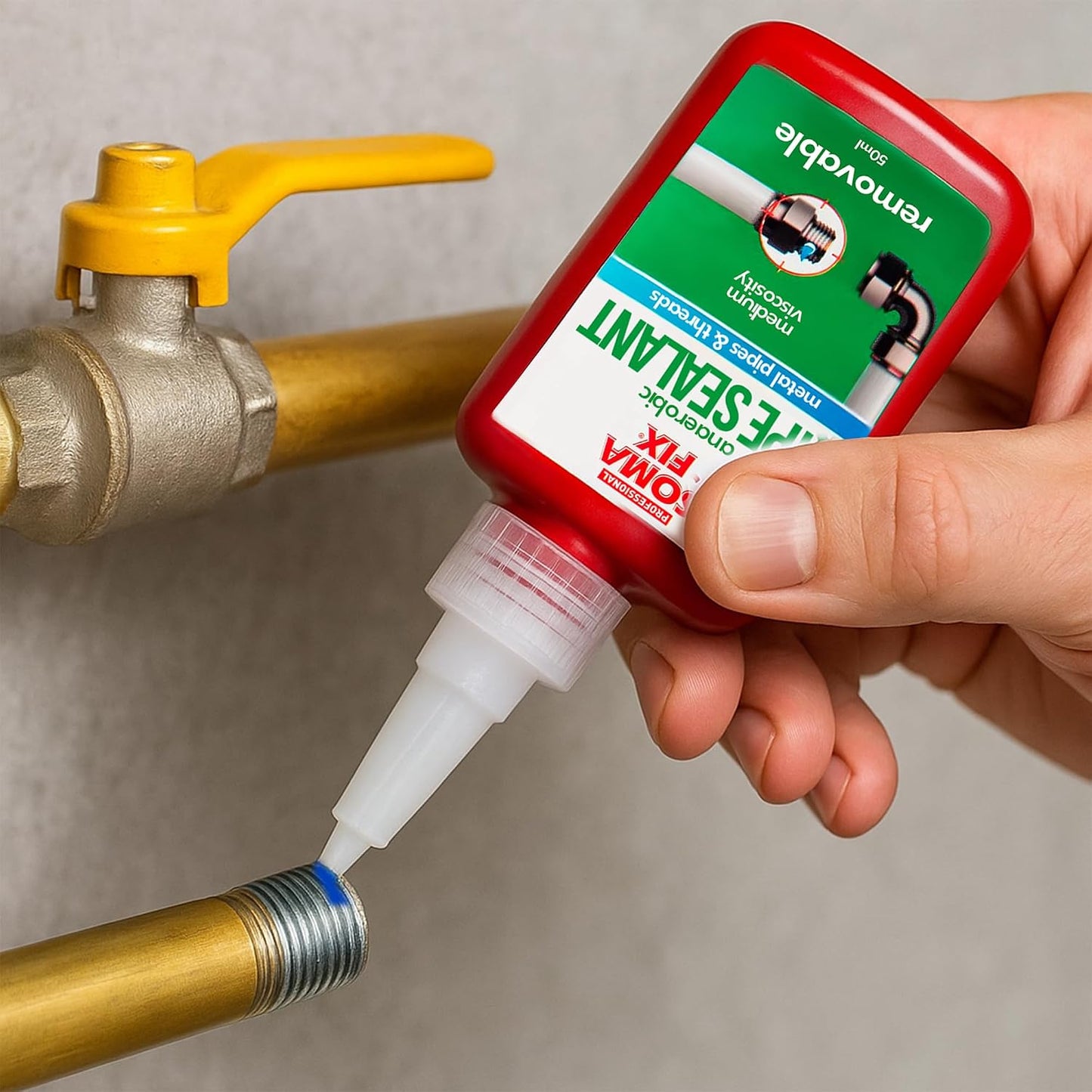 Pipe Thread Sealant - High Pressure Resistant Anaerobic Sealant | Ideal for Metal Pipe Threads, Gaskets, Fittings, Joints - Medium Viscosity & Oil Proof - 1.7 fl oz / 50ml