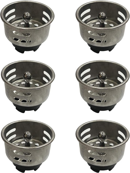 Stainless Steel Junior Duo Strainer Replacement Basket/Stopper for Bar and Prep Sinks Drains 6 Pack