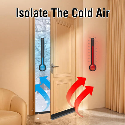 Door Draft Stopper with Brush,Under Door Draft Stoppers,Self Adhesive Draft Stopper for Bottom of Door,Silicone Weather Stripping,Door Sweep for Bottom of Door (Black, 39 Inch*1pack)