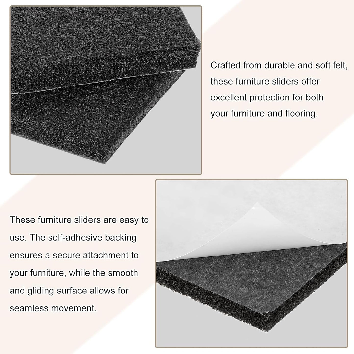 uxcell Furniture Pads, 16Pcs 2.5" - Square Self Adhesive Felt Furniture Pads, Floor Protectors for Furniture Feet Chairs Legs Hardwood Floors (Brown)