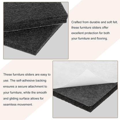 uxcell Furniture Pads, 24Pcs 1.5" - Square Self Adhesive Felt Furniture Pads, Floor Protectors for Furniture Feet Chairs Legs Hardwood Floors (Black)