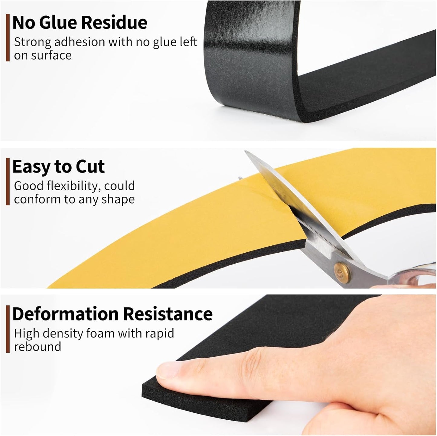 Yotache Self Adhesive Foam Gasket Tape 1/2" W X 1/2" T (New Adhesive Craft) for Doors Soundproofing Weather Seal Strip Insulation, 13 Ft Length