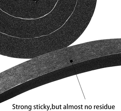 Seal Foam Tape,1/2 Inch W x 1/8 Inch T Weather Stripping for Door and Window,High Density Single Sided Closed Cell Door Insulation Weather Strip, 3 Rolls Total 50FT Black