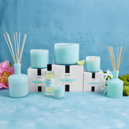 LAFCO New York Classic Reed Diffuser, Sea & Dune - 6 oz - Up to 3 Months Fragrance Life - Reusable Glass Vessel - Natural Wood Reeds - Made in The USA