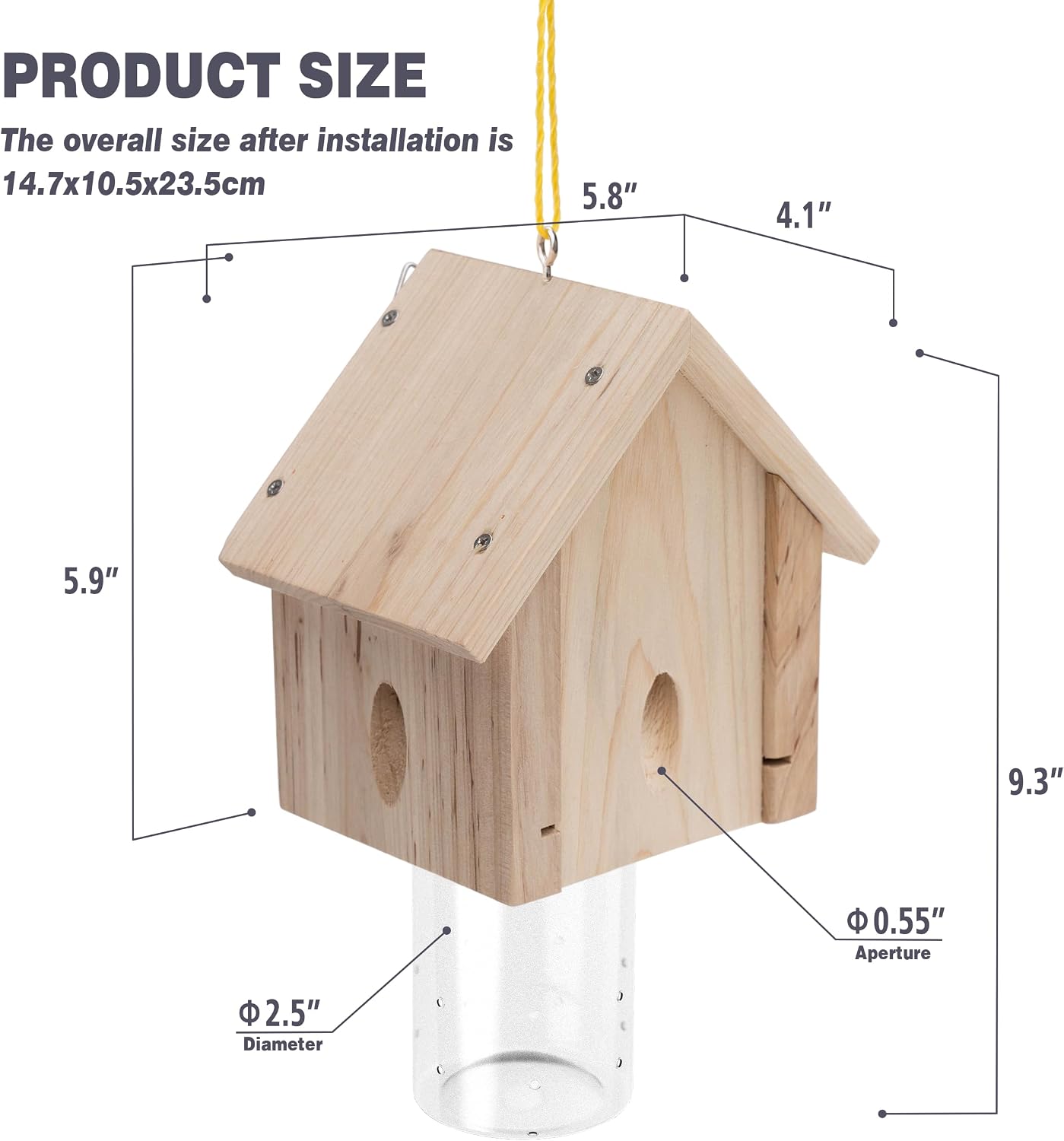 Best Bee Trap - Professional Carpenter Bee Trap for Outside - Cabin Style Nature Hanging Wood Trap for Outdoor with Removable Bee Vault (2 Pack)