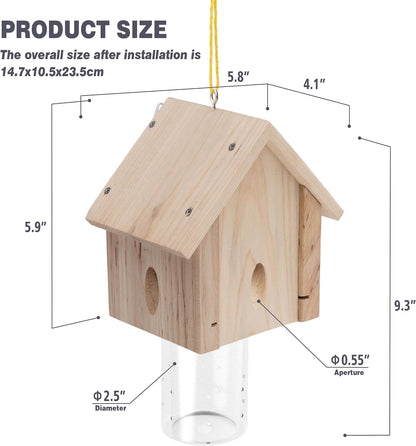 Best Bee Trap - Professional Carpenter Bee Trap for Outside - Cabin Style Nature Hanging Wood Trap for Outdoor with Removable Bee Vault (2 Pack)