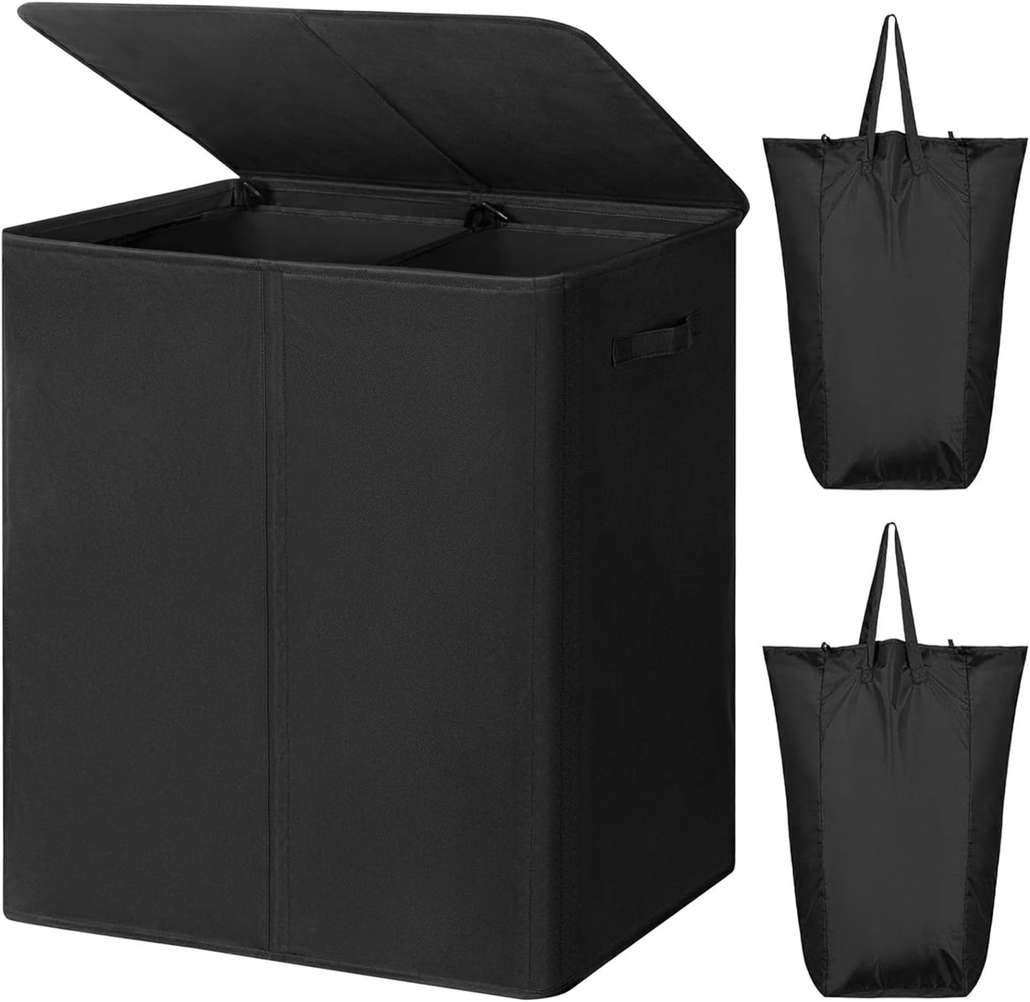 WOWLIVE 180L Laundry Hamper with Lid 3 Section,Large Laundry Basket with Removable Bags and Handles,Collapsible Dirty Clothes Hampers for Laundry,Laundry Basket Organizer for Laundry Room,Dorm,Beige