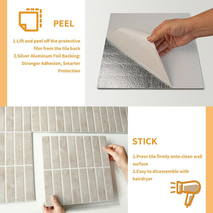 Peel and Stick Backsplash Tiles for Kitchen Bathroom - 10 Sheets 11.61" x 11.61" 3D Self Adhesive Wall Tiles Waterproof Hard PVC Ceramic Tile Easy DIY Installation Green