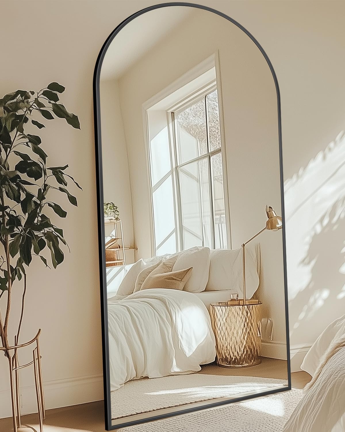 Full Length Mirror with Stand, 71"x28" Arched Full Body Large Stand Up Aluminum Frame Floor Standing Mirror, Freestanding Hanging Leaning Mounted for Bedroom Living Room Entryway Gold