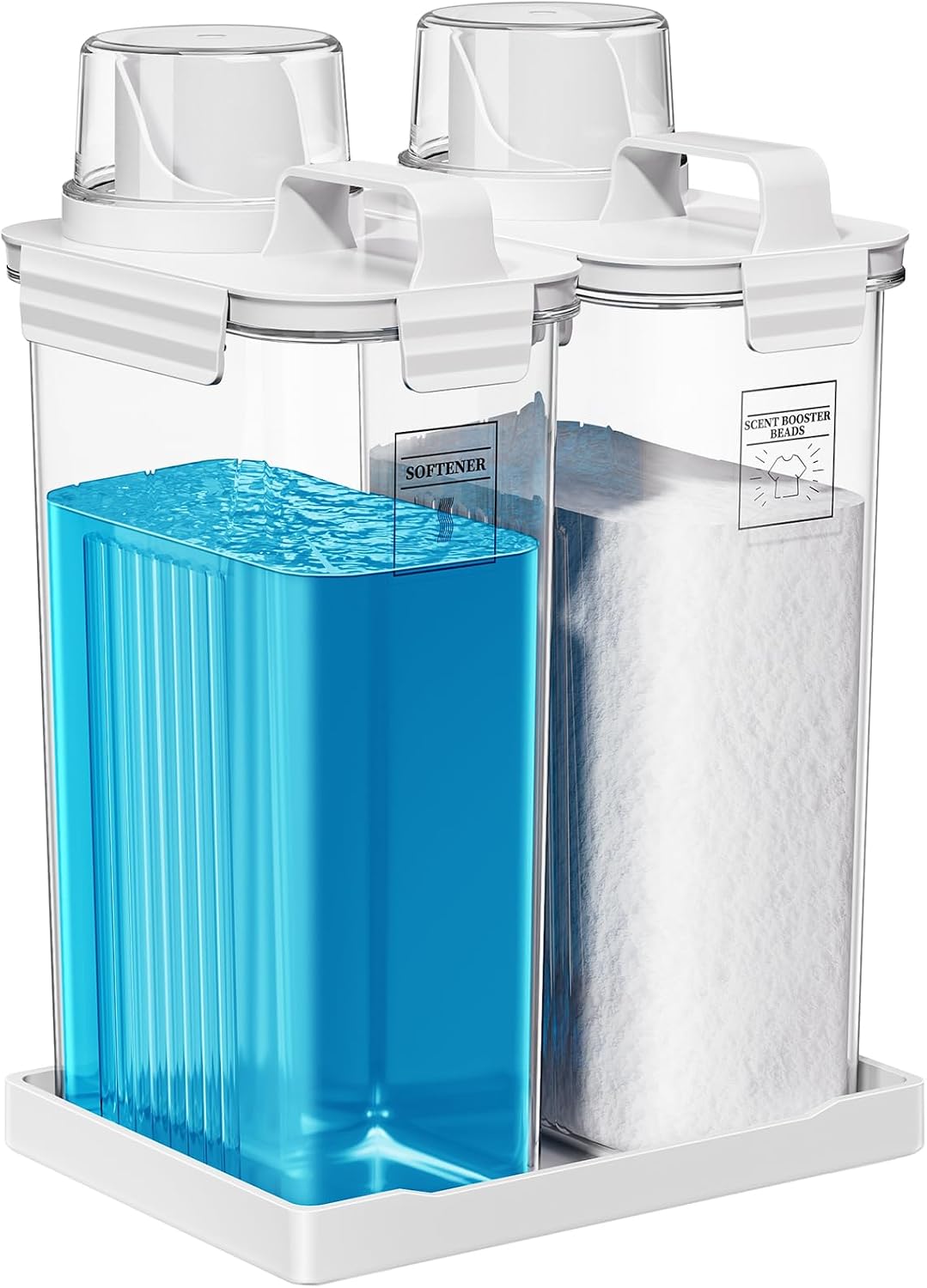 Laundry Detergent Dispenser for Laundry Room,94oz Fabric Softener Dispenser,Liquid Laundry Detergent Container,Laundry Detergent Organizer for Laundry Room Organization with 6 Labels,2 Pack