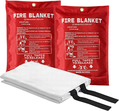 Fire Blanket, 2-Pack, Fiberglass, 39x39 Inches, High Temperature Resistance, Kitchen and Home Emergency Preparedness