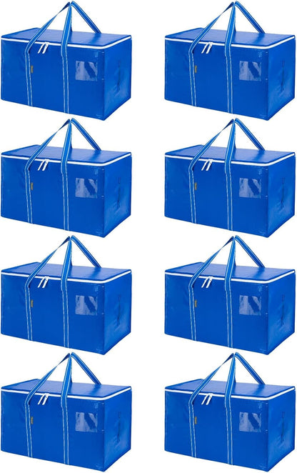 BALEINE 6-Pack Oversized Moving Bags with Reinforced Handles, Heavy-Duty Storage Tote for Clothes, Moving Supplies (Clear, 6-Pack)