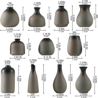 JOJUNO White Bud Vases, Small Ceramic Vase Set of 11, Mini Pottery Vases for Flowers, Decorative Pieces for Home Modern Decor, Boho Decor, Chic Accents for Living Room Dining Table Shelves