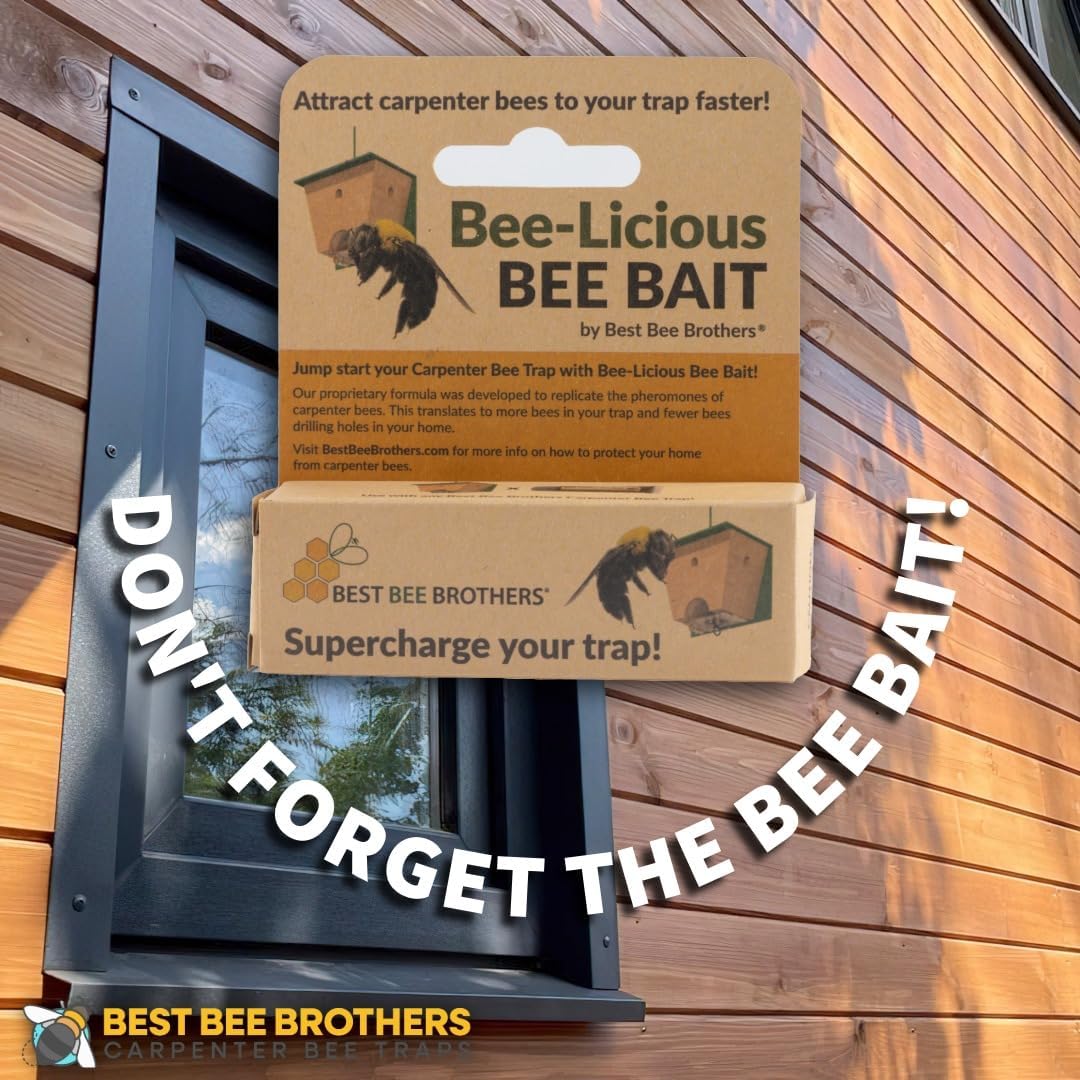 Best Bee Brothers Turbo Trap 2.0, Professional-Grade Carpenter Bee Trap for Outside with Bee Vault, Large Viewport & Spring-Loaded Door, 4.1” W x 4.8” H x 5.9” D