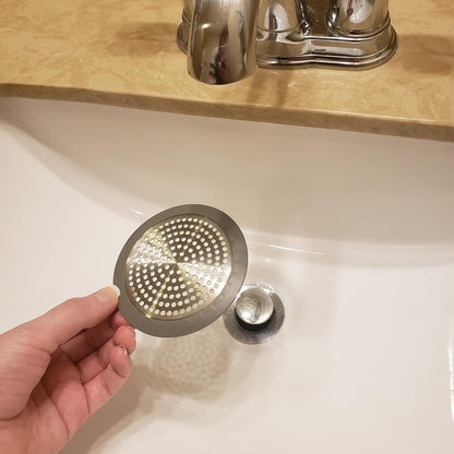 Danco Snap-in Shower Drain Cover with in-Drain Hair Catcher, 4-1/4" Round, White Strainer, (10533)