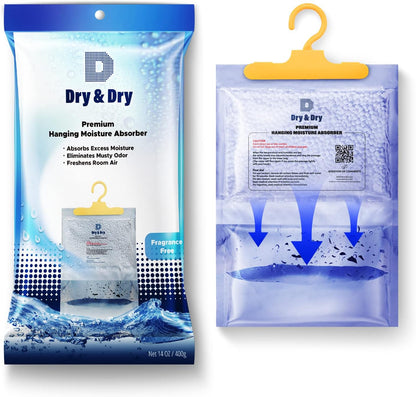 Dry & Dry 14 Packs [Net 7 Oz/Pack] Moisture Absorbers Dehumidifiers for Home Dehumidifier for Basement, Bedroom - Dehumidifiers Moisture Absorbers