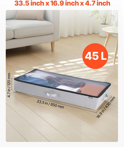 VEVOR Under Bed Storage with Wheels, 36.0 x 18.1 x 7.3 inch, Underbed Containers with Clear Lid, Underbed Shoe Organizer, Rolling Under the Bed Storage Bins for Clothes Shoes Blankets Bedroom, 2 Pack