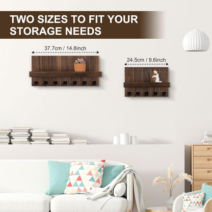 Key Holder for Wall, Decorative Key Holder with Shelf, Key and Mail Holder Wall Mount, Farmhouse Decor with 5 Key Hooks for Keys, Coats, ect.