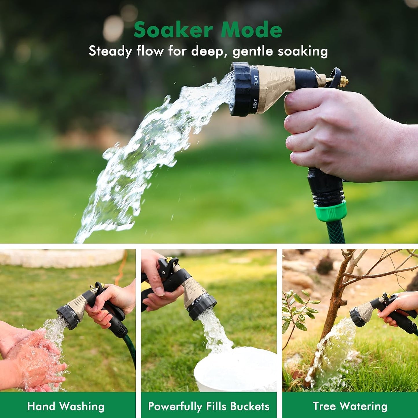 RESTMO Garden Hose Spray Nozzle, Water Hose Nozzle Heavy Duty, High Pressure Hand Sprayer with 6 Adjustable Watering Patterns, Slip Resistant for Watering Plants, Car Washing & Pet Showering, Purple
