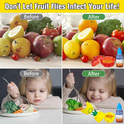 Fruit Fly Trap Refill Liquid only, Fruit Fly Catcher Bait & Gnat Killer Refill, Ready-to-Use Fruit Scented Ants Attractant for Kitchen Bathroom Living Room Use, Safe Near Food (6 Pack)