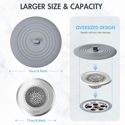 TRAPMATE Shower Drain Hair Catcher, 4.4" Easy Clean Bathtub Drain Hair Catcher, Anti-Slip Bath Tub Drain Protector, Upgraded 304 Stainless Steel Shower Sink Drain Cover for Bathroom (Patented Product)