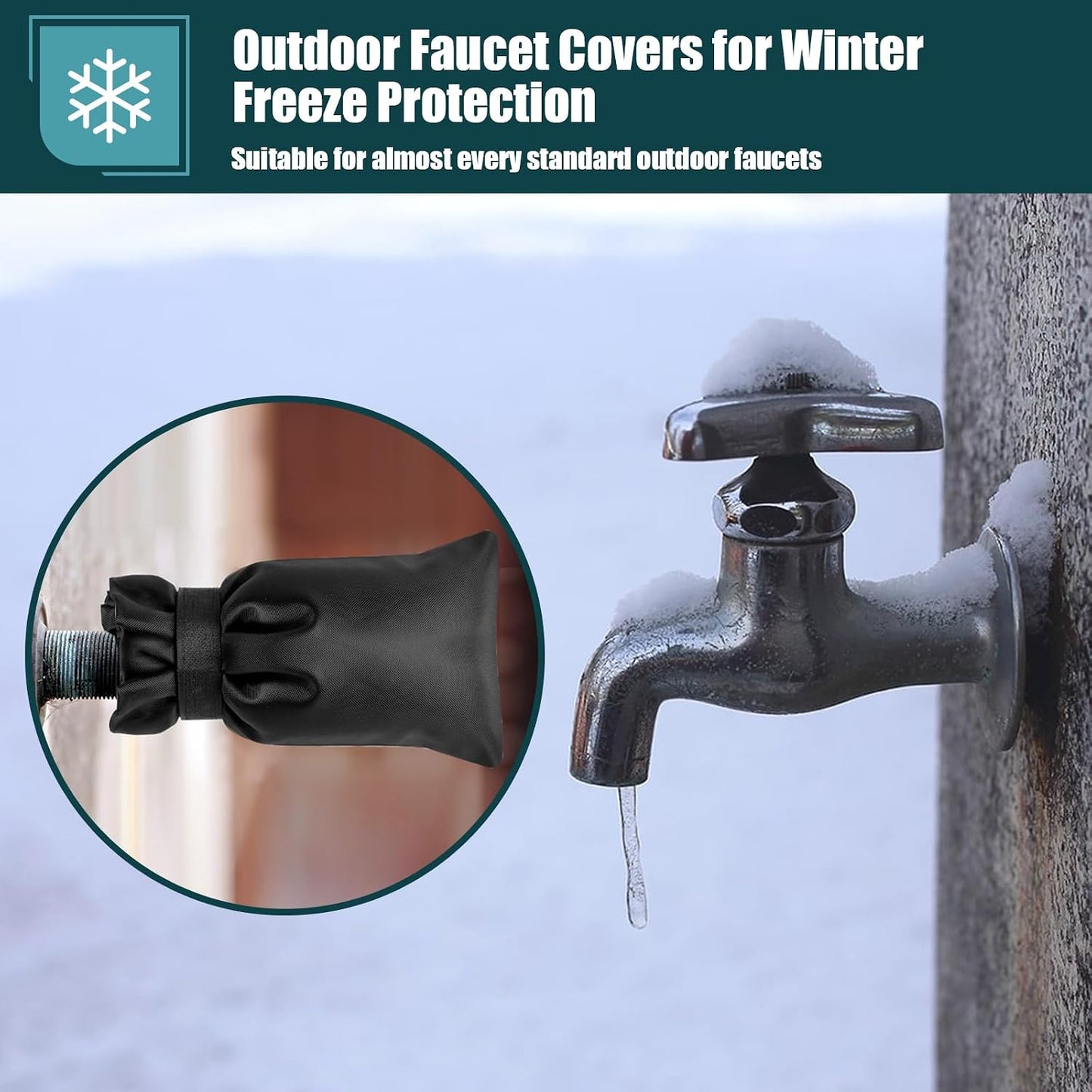 Outdoor Faucet Covers for Winter Freeze Protection- Fit for Outdoor Water Faucet Cover Socks for Winter Freeze Protection Pipe Antifreeze Water Insulation Spigot Backflow Cover 5.3" W x 8" H -4 Pack