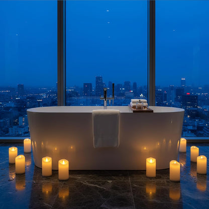 Flameless Candles 4" 5" 6" Set of 3 Ivory Outdoor Indoor Pillars 3" Diameter Battery Operated Flickering Candles Include 10-Key Remote Timer Function 400+ Hours Requires 2 AA Batteries（3 Pack)