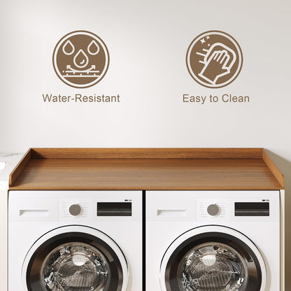 ChooChoo 2-Tier Washer Dryer Countertop with Adjustable Shelf, Spacious Laundry Room Storage for Folding Clothes and Efficient Organization, Walnut