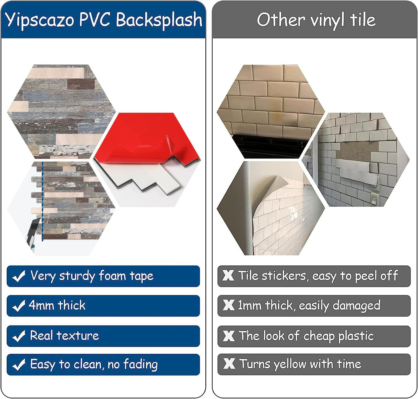 Yipscazo 2026 New Upgrade 11.34" X 11.57" Peel and Stick Backsplash, Stick on Backsplash Tiles for Kitchen, Bathroom, Fireplace (10 Sheets, Beige Rocks + Rose Gold)