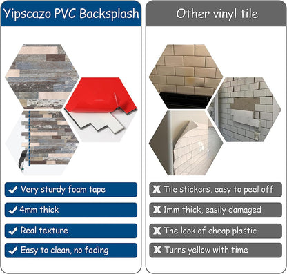 Yipscazo 2026 New Upgrade 11.34" X 11.57" Peel and Stick Backsplash, Stick on Backsplash Tiles for Kitchen, Bathroom, Fireplace (10 Sheets, Beige Rocks + Rose Gold)