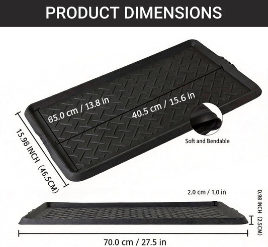 Shoe Mat Tray Rubber Shoe Mat Heavy Duty Foldable Boot Tray with Lip Waterproof Non Slip Boot Trays for Entryway Indoor Outdoor 27.5x15.9 inch