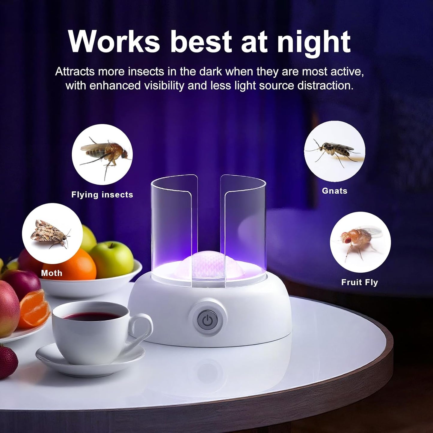 LFSYS Fruit Fly Traps for Indoors Gnat Trap Lamp, Double Side Sticky Paper 360° Attraction for Fruit Fly, Gnats 9 Refills + 1 Starter Kit (Dutch White)