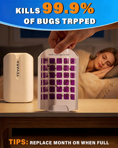 TEVARA Cordless Flying Insect Trap Refills, 5 Cartridges, Original Super Sticky Cards, High Efficiently Stick Fruit Flies, Gnats, Moths and Houseflies (10 Cartridges)