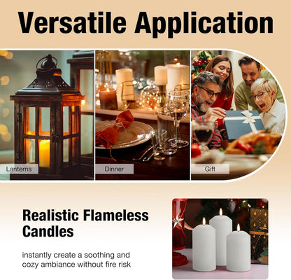 Eywamage White Flameless Pillar Candles with Remote, Flickering LED Candles Battery Powered Real Wax Set of 3
