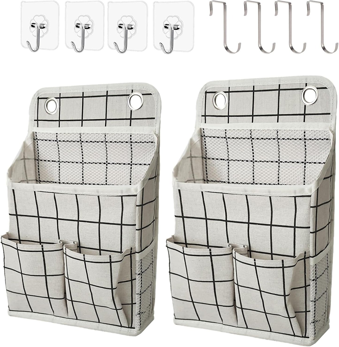Hanging Basket for Organizing, Wall Organizer with Pockets and Over The Door Organizer，Can for Home, Closet, Office and Camper (1 White)