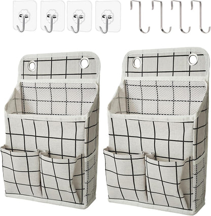 Hanging Basket for Organizing, Wall Organizer with Pockets and Over The Door Organizer，Can for Home, Closet, Office and Camper (1 White)