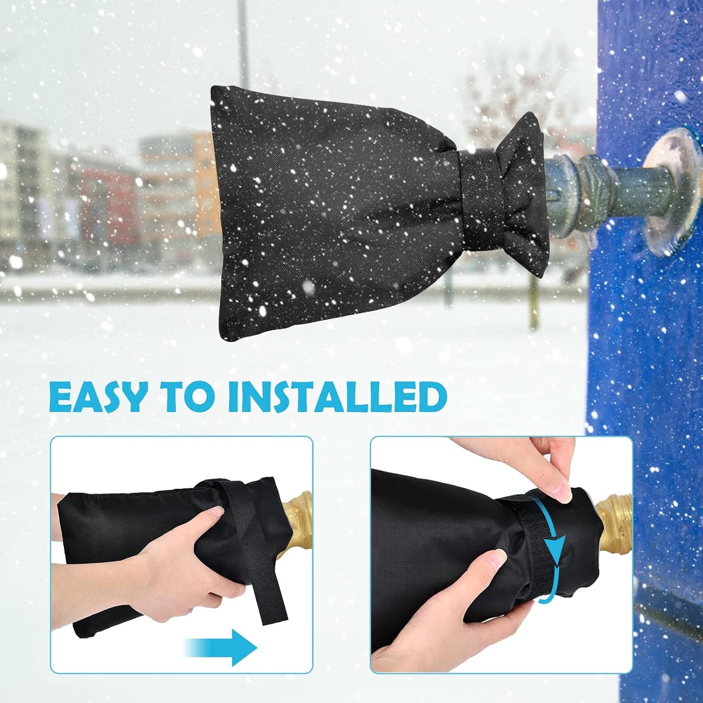 Outside Tap Covers for Winter, 1pcs Large Outdoor Tap Cover Insulated Protector, Waterproof & Thickened Thermal Tap Jacket Protects Your Tap from Freezing Bursting (Black)