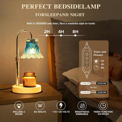 Fragrance Candle Warmer Lamp with 2 Bulbs Electric Candle Warmer with Timer & Dimmer for Home Decor