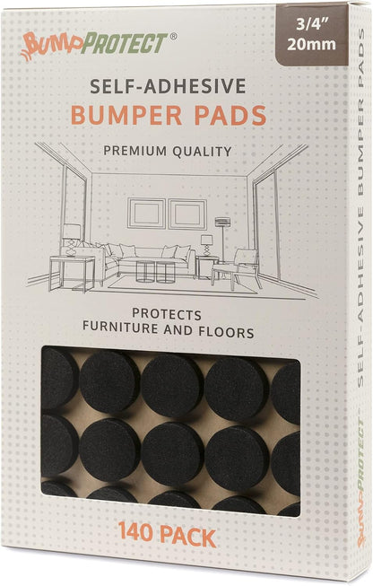 Furniture Felt Pads 3/4" (19mm) Diameter Round 3M Self Adhesive Protects Furniture and Floors Against Bumps and Scratches 140 Pack - Black