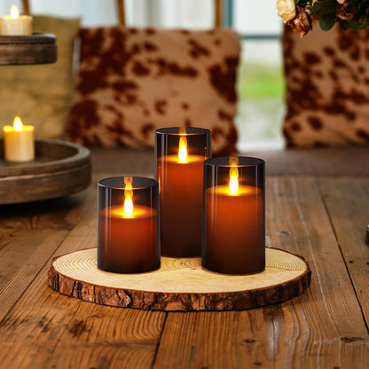 Homemory Realistic Flickering Battery Operated Candles, LED Fake Electric Candle with Remote Control and Timer, Flameless Candles for Home, Christmas Decoration, White, Set of 3