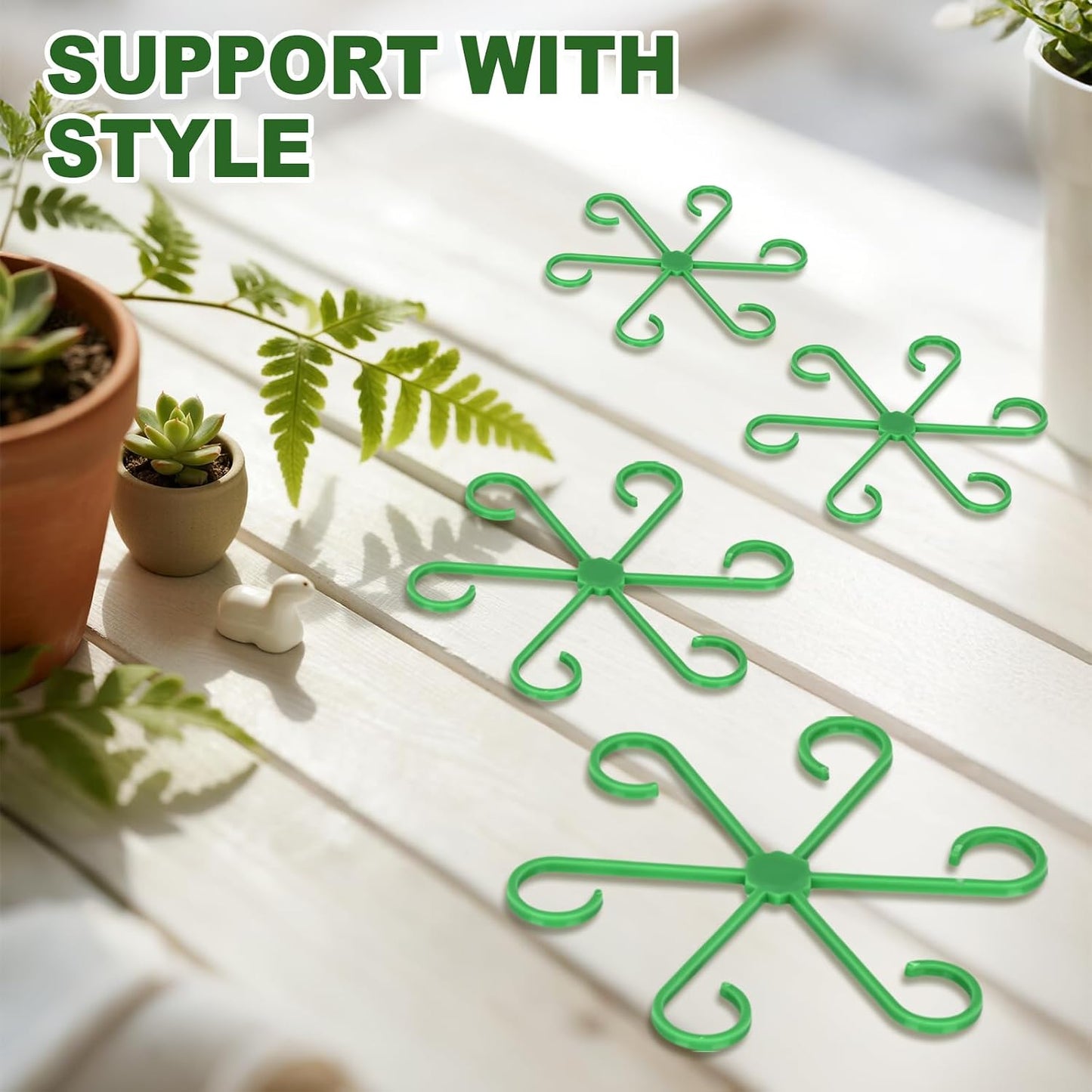 16pcs Plant Stem Support, Plant Support for Indoor Plants, 4 Sizes Climbing Houseplant Stem Holders, Reusable Plant Stabilizer, Indoor Plants Accessories