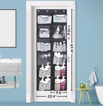 KIMBORA Over The Door Shoe Organizer 12 Large Mesh Pockets Boots Hanging Storage Shoe Rack for Closet White